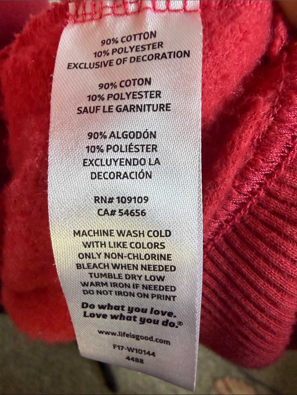 Life is Good Open Front Hooded French Terry Red Sweatshirt Cardigan Jacket XL - Picture 6 of 7